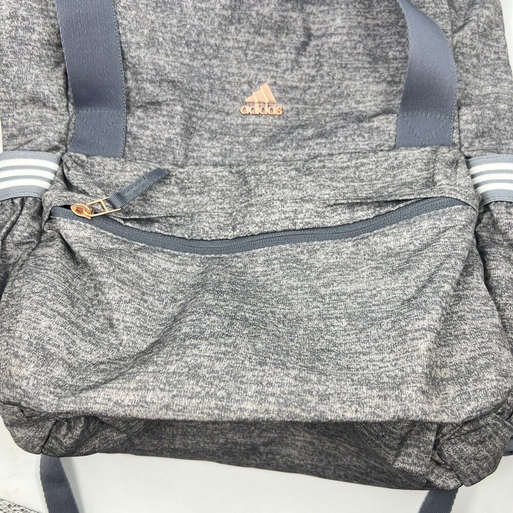 Adidas Yola III Backpack Charcoal Gray Rose Gold Detail Fold over Top Padded - Picture 2 of 8